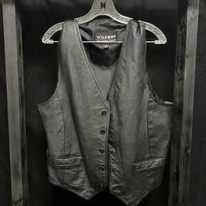 Wilsons- black leather buttoned vest